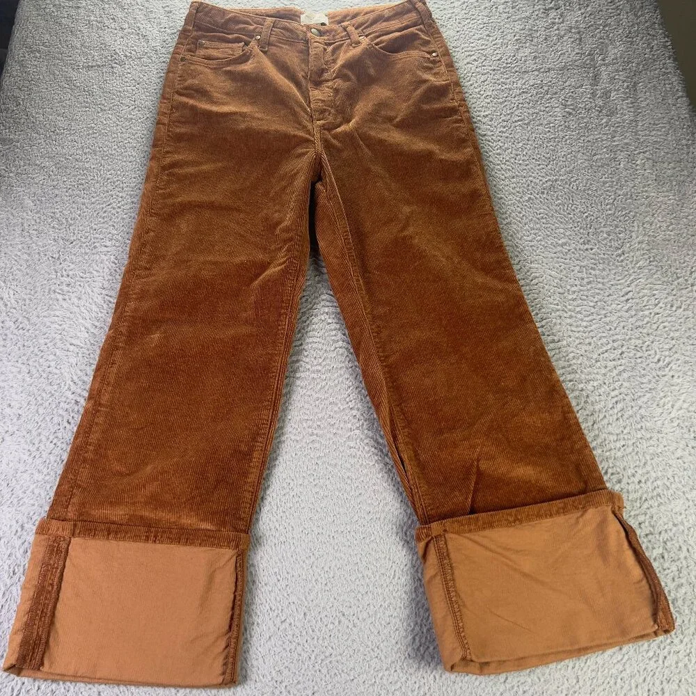 Pilcro Corduroy Pants Womens 30 Brown The Scotty Cuffed High Rise Anthropolgie - Picture 1 of 9